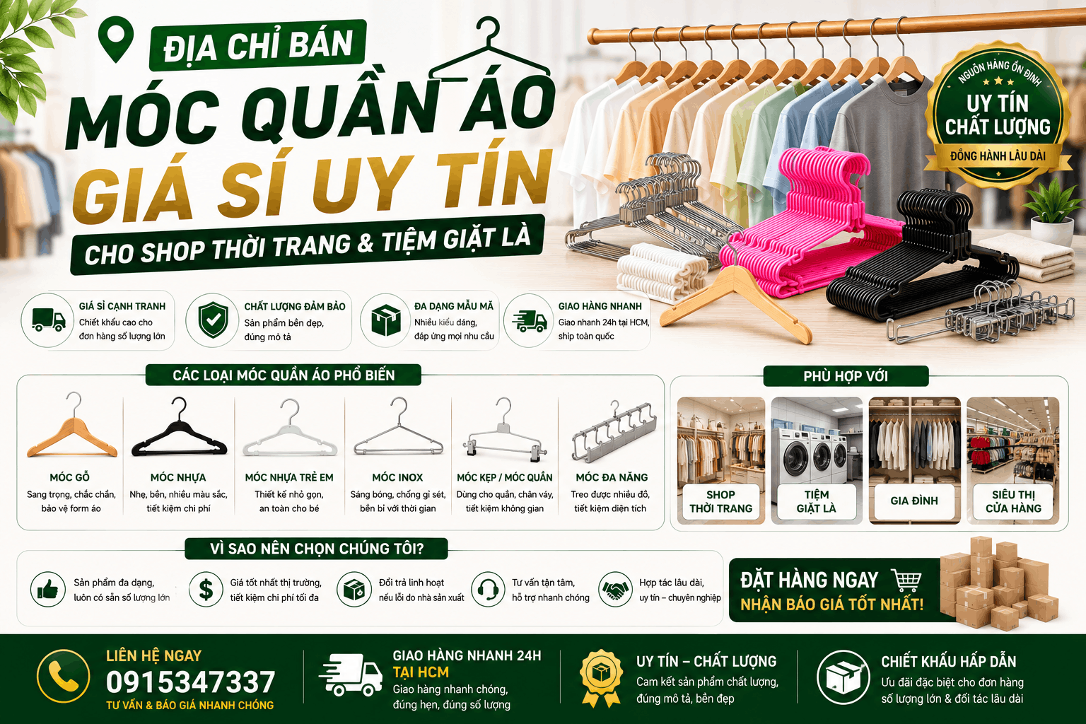 Địa chỉ bán móc quần Áo giá sỉ uy tín cho shop thời trang và tiệm giặt là (1)