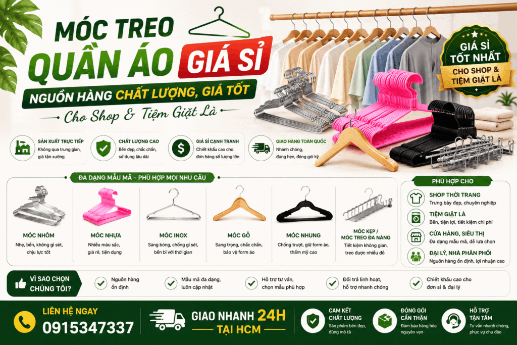 Mua Móc Quần Áo Ở Đâu Uy Tín? Kinh Nghiệm Chọn Đơn Vị Phân Phối Chất Lượng móc treo quần Áo giá sỉ – nguồn hàng chất lượng, giá tốt cho shop & tiệm giặt là (1)