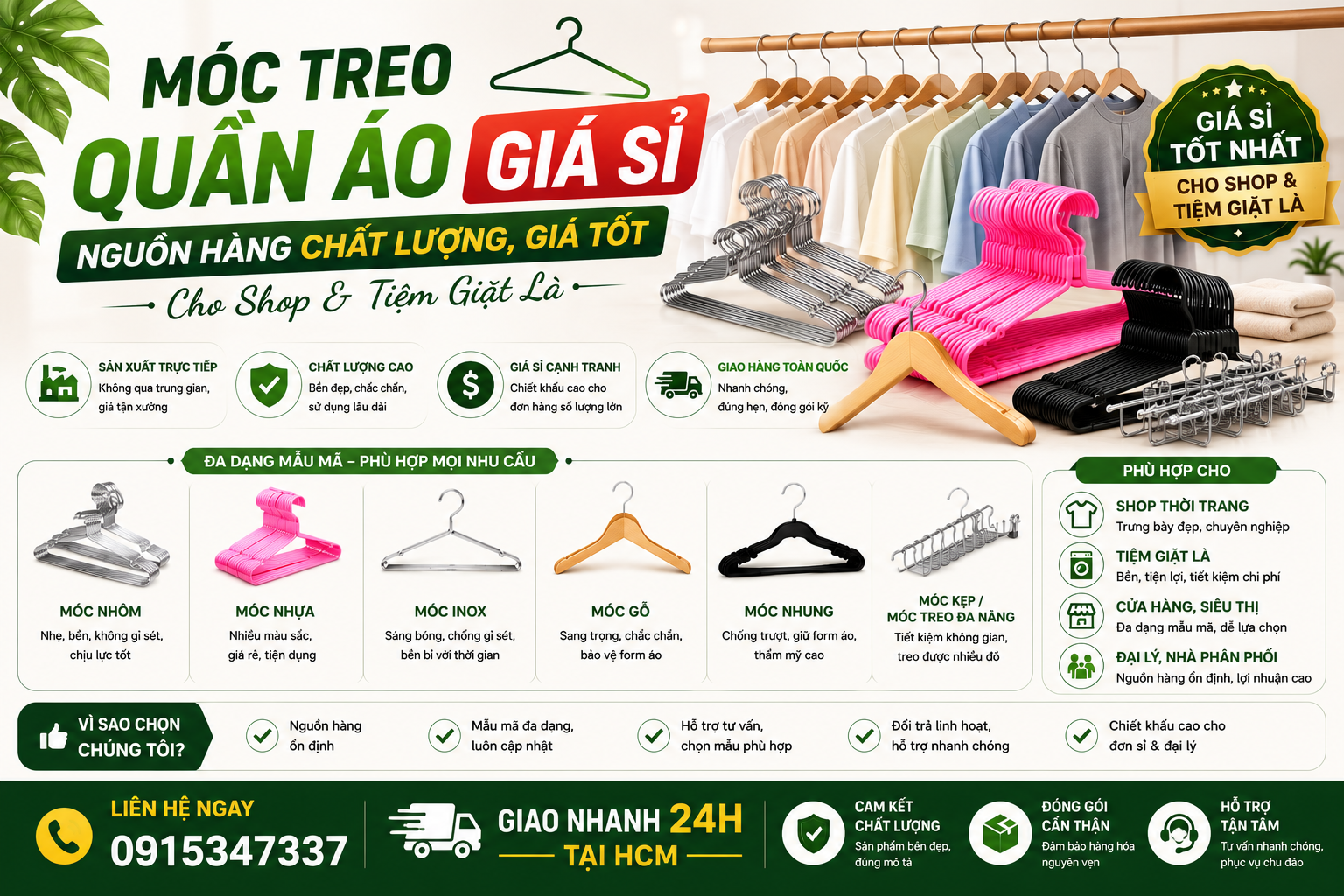 móc treo quần Áo giá sỉ – nguồn hàng chất lượng, giá tốt cho shop & tiệm giặt là