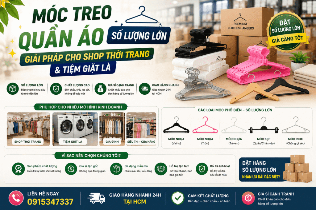 Nguồn Hàng Móc Quần Áo Giá Sỉ Cho Shop Thời Trang, Tiệm Giặt Là